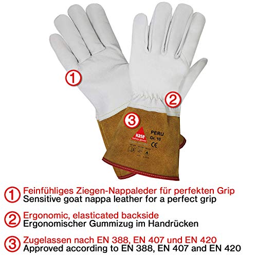 Hase Safety „Peru“ - Leichte Schweißerhandschuhe, EN388 ,EN420, EN407 - Handschuhe zum Schweißen, Größe: M - 2