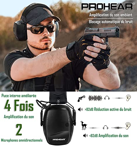 Protection Auditive Électronique GREEN DEVIL - Réduction De Bruit 24dB, Idéal Pour Tir & Chasse - Couleur Army Green