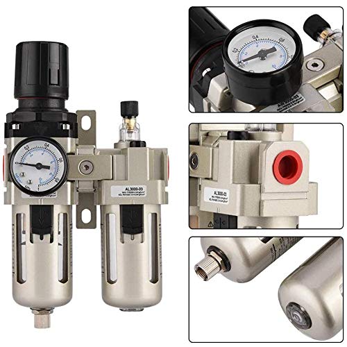 Ejoyous Druckluft Wartungseinheit 3/8 Wasserabscheider Ölabscheider Druckminderer Druckluftregler für Druckluftkompressor Luftkompressoren Zubehör Kompressor Filter - 2