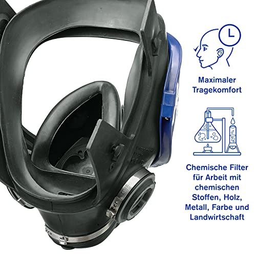 Dräger X-plore 5500 Atemschutz-Vollmaske mit auswechselbaren A1B1E1K1 Hg P3 R D Kombinations-Filtern gegen Gase, Dämpfe und Partikel - 3