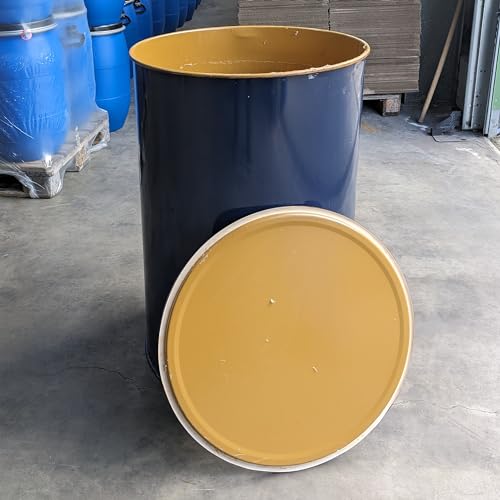 plasteo® 200 Liter Metallfass Tonne mit Deckel Stahlfass Ölfass Feuertonne Behälter Tonne Blechfass Stehtisch Brenntonne Ghettofass, Blau – Vielseitig einsetzbar - 2