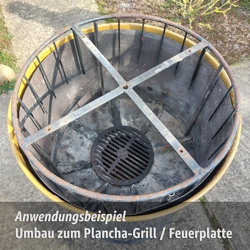 plasteo® 200 Liter Metallfass Tonne mit Deckel Stahlfass Ölfass Feuertonne Behälter Tonne Blechfass Stehtisch Brenntonne Ghettofass, Blau – Vielseitig einsetzbar - 8