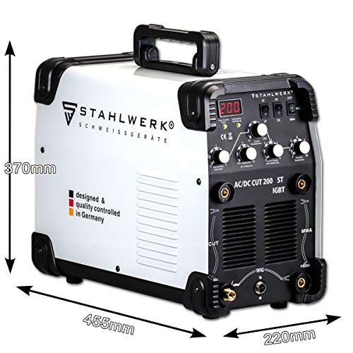 STAHLWERK AC/DC WIG 200 Plasma ST IGBT – Kombi 200 Amp WIG + MMA Schweißgerät mit 50 Amp CUT Plasmaschneider, ALU geeignet, weiß, 7 Jahre Garantie - 3