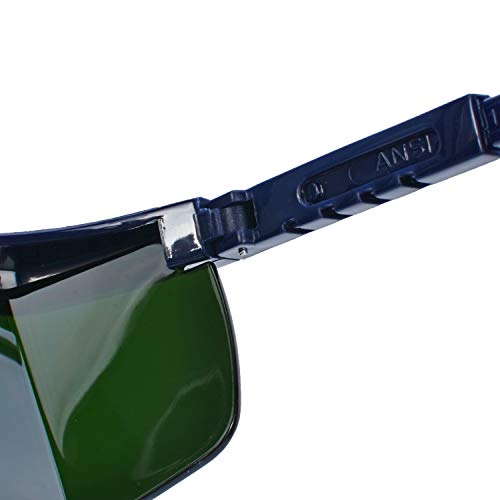 Mufly Schweißerbrille Schweißer Sicherheitsbrillen,klappbar,Anti-Flog,Anti-Shock,Blendschutz,Schutzgläser für Schweißer mit transparenter und schwarzer Brille(IR5.0) - 10