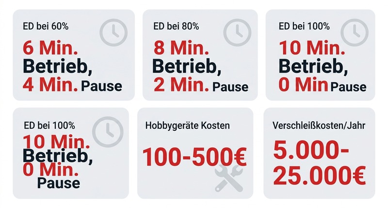 Einschaltdauer: Bis zu 100% möglich